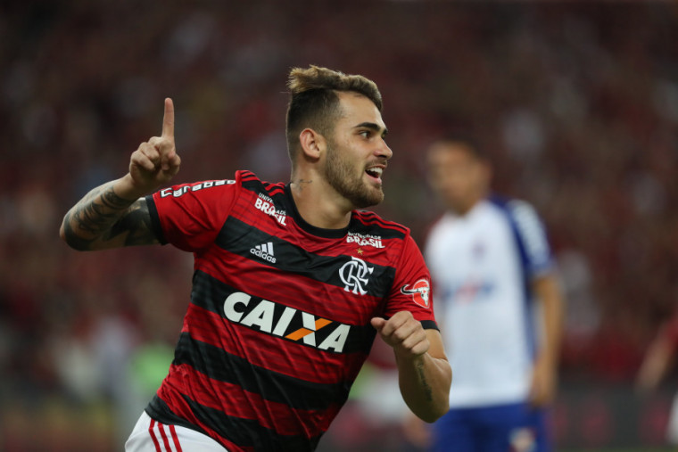 Vizeu comemora seu terceiro gol consecutivo. Foto: Gilvan de Souza/Flamengo Vizeu comemora seu terceiro gol consecutivo. Foto: Gilvan de Souza/Flamengo