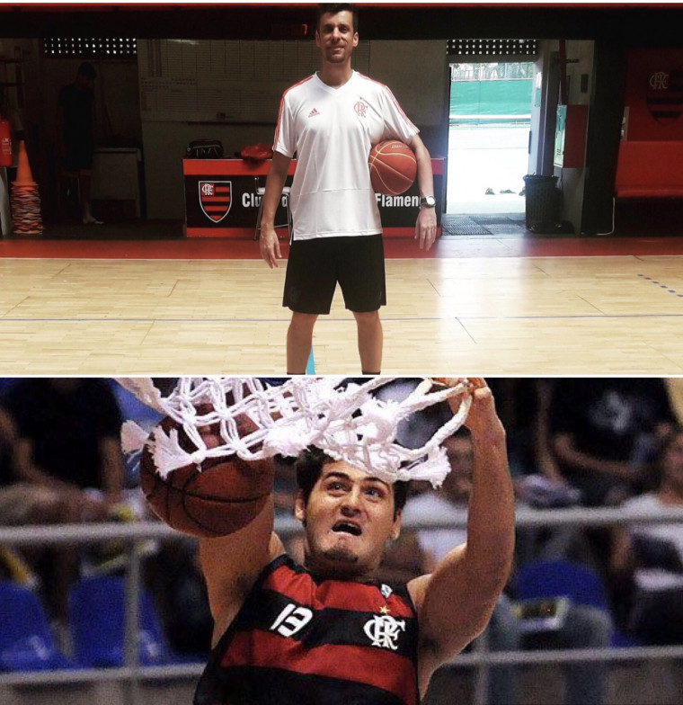Rodrigo Galego (imagem de cima) já se apresentou ao Mais Querido e iniciou os treinamentos da equipe. Na imagem de baixo, Vitor Boccardo em ação pelo Flamengo